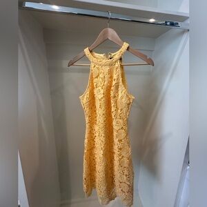 Elegant Yellow Lace Dress